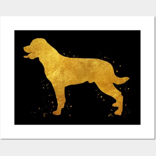 Rottweiler dog golden art Posters and Art